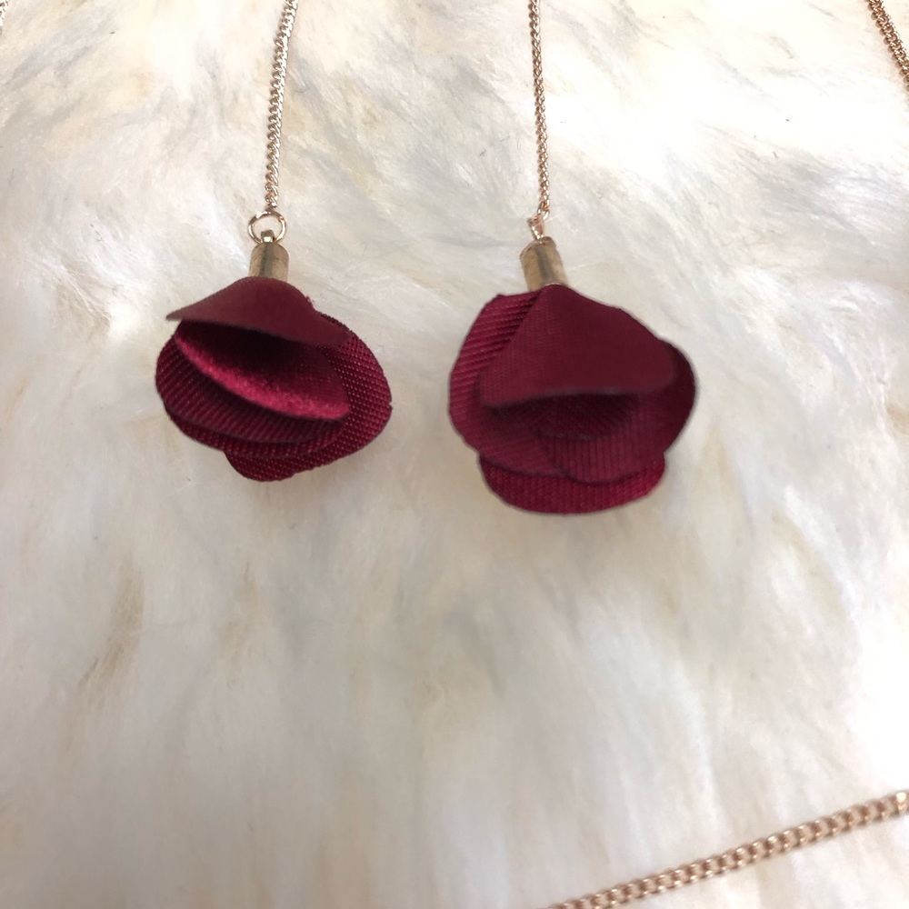 Flower Drop Long Chain Dangle Earrings (as… - Picture 6 of 16